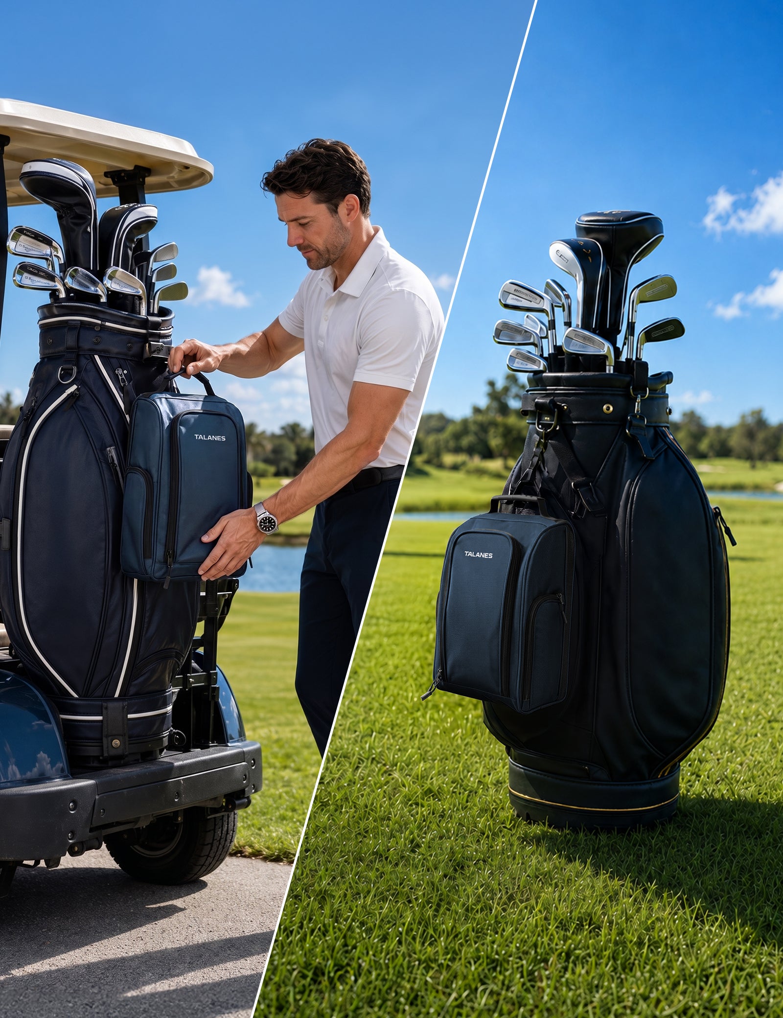 Talanes Ventilated Golf Shoe Bag with 2 Zip Side Pockets